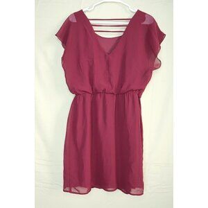 City Triangles Purple Dress Drop Waist Chiffon Lined Womens Size Large